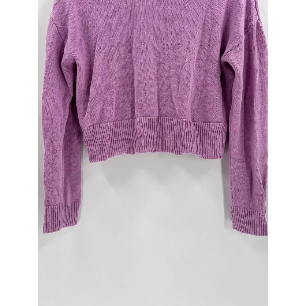Abound Cardigan Sweater Womens Small Purple Buttons Knit 100% Cotton Stretch